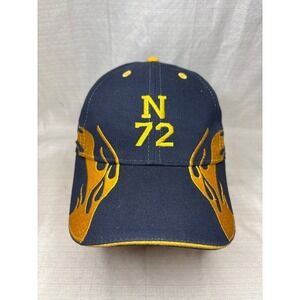 Navy Blue Embroidered Baseball Cap Hat Yellow‎ Flames N 72 Otto naval academy